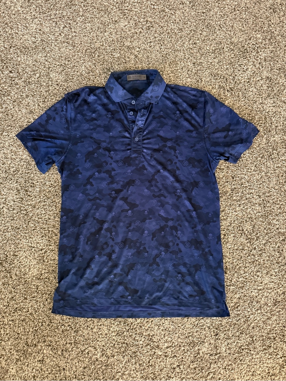 G/FORE Men's Navy Blue camo Short-Sleeve performance Polo Shirt size medium